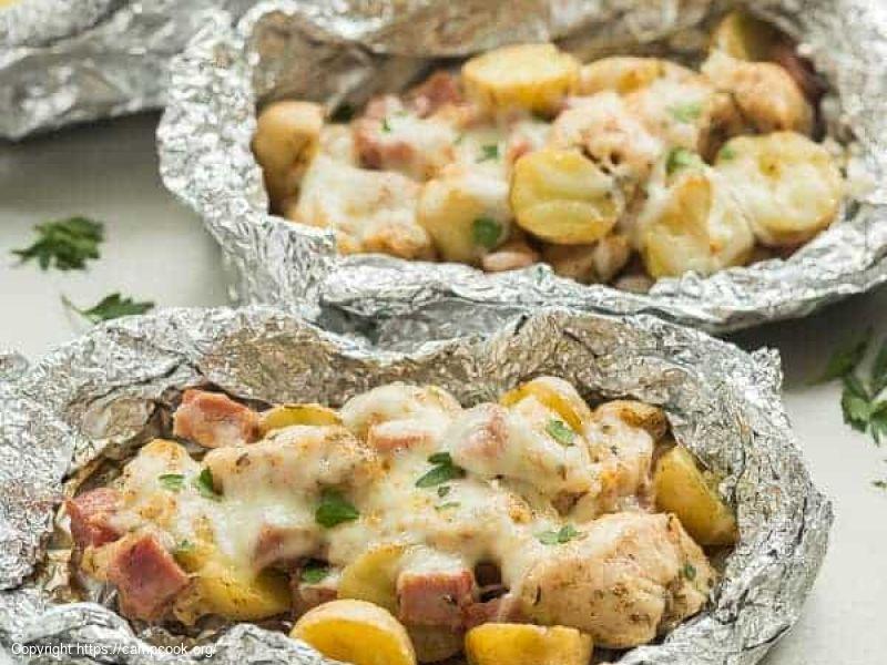 Chicken Cordon Bleu Foil Packets